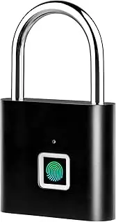 Domary Smart Fingerprint Padlock Rechargeable Keyless 10 Fingerprints Morse Code Emergency Unlocking Easy Operation IP56 Waterproof Anti-Theft Security Padlock Door Luggage Backpack Lock
