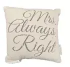 Mrs Always Right 10 x 10 Canvas Decorative Throw Pillow