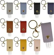 10PCS Hand Sanitizer Holders, LIOUCBD 30ML Hand Sanitizer Leather Keychain Holder Bottles Cases, Travel Size Empty Squeeze Bottle for Toiletry Shampoo Lotion Soap