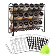 Spice Rack Organizer with 18 Empty Square Spice Jars, 396 Spice Labels with C...
