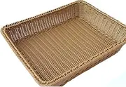 PIDUDU Wicker Woven Bread Basket,Bread Basket Storage Basket Rectangle Faux Rattan Coffee Table Decor Fruit Snacks Container Basket, Restaurant Serving (L)
