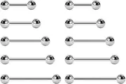 [NewkeepsR] 16G/14G/12G/10G Steel Externally Threaded Nipple Barbell,Industrial Tongue Cheek Dimple Piercing