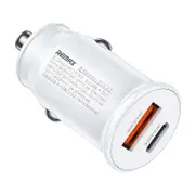 Remax Phone Charger Chanyo Series 30W Car Charger RCC231 USB and Type-C White