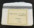 Trina Turk Palm Springs King Size Sheet Set White With Black Border 400 TC NIP
