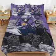 a1371 The Nightmare Before Christmas Duvet Cover Set, 3 Piece Bedding Set 86x70" Double Sided Printing Decorative Comforter Cover Set (1 Duvet Cover +