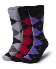 Premium Argyle Dress Socks for Men, Classic and One Size 3 Pairs Fancy Argyle