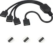 GELRHONR 12V 4 PIN RGB Splitter Cable LED Strip Connector, RGB 4 Pin Splitter 1 to 3 Cable 5050 LED Tape Light Connector,Extension Cable for Computer Fan Motherboard(5-12v)(1 to 3)