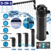 5-IN-1 300GPH Aquarium Filter Pump Fish Tank Oxygen Pump Internal Water Filter