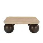 [James Lane] Bon Travertine & Acacia Coffee Table Brown