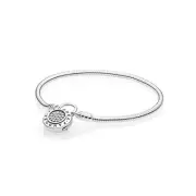 Pandora Moments Smooth Silver Bracelet With Brand Padlock Clasp 597092CZ-17 6.5"