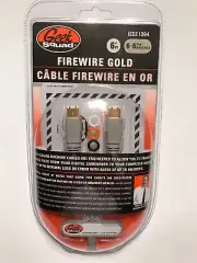 Brand New Geek Squad 6' FT IEEE1394 Firewire Gold Cables With 6-6 Pin GS-6FW66