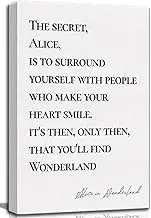 Framed Black and White Inspirational Quotes Canvas Wall Art Alice in Wonderland Office Wall Decor Picture Lewis Carroll Poster Prints Motivational Artwork for Study Room Classroom Home Decoration