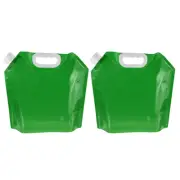 2Pcs 5L Collapsible Water Container Bag Plastic Storage Jug Folding Bag Green