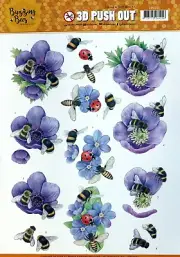 A4 DIE CUT 3D PAPER TOLE DECOUPAGE Push Out Sheet Buzzing Bees and Flowers