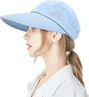 [Dsia Zamur] Ponytail Sun Hats for Women, 2 in 1 Zip-Off Uv Protection Wide Brim Beach Hat Sun Visors