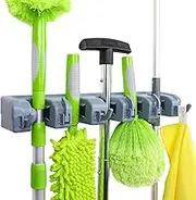 Amazon Basics Broom Holder Wall Mount and Garden Tool Organizer, 6 Hook