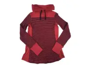 NWT Eddie Bauer Womens S Corded Turtle Neck Red/black Shirt Sweater Long Sleeve