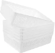 TEHAUX 6pcs File Organizer Storage Baskets Desktop Bins for Office Study Living Versatile Countertop Sundries Basket with Hollow Handle for Neat Organization