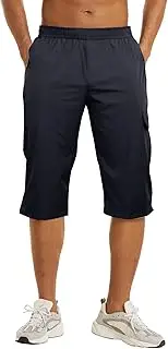 [NANAMEEI] Mens 3/4 Shorts Men's Below Knee Shorts Quick Dry Shorts with Zip Pockets