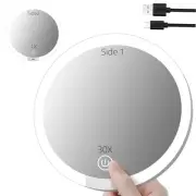30X/1X Double-Sided Magnifying Mirror with Light, 6-Inch Large Lighted Magnif...