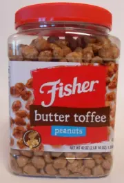 Fisher Butter Toffee Peanuts 42 Oz High Protien Nut Snack 42 oz