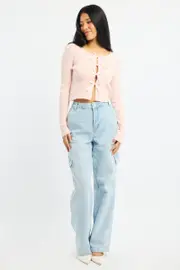 Denim Cargo Jeans Mid Rise - Size 16XL, Women's Straight Jean
