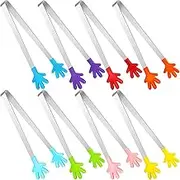 LAPYAPPE 8Pcs Mini Tongs Food Grade Stainless Steel Cooking Tongs for Serving BBQ Camping and Picnics Easy to Clean Multi Color Sweet Tongs for Hands Food Handling
