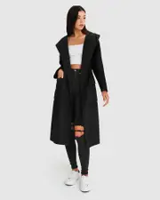 [Belle & Bloom] Runaway Wool Blend Robe Coat - Black
