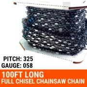 100ft Roll of Chainsaw Chain 325 058 FULL Chisel Fit Husqvarna BAUMR AG more