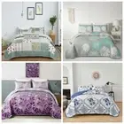 Boho Floral Quilt Coverlet Patchwork Bedspread Bed Linen Pillowcase Queen Size