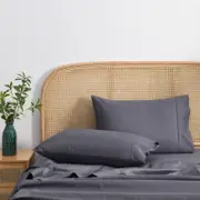 Dreamaker 1500TC Cotton Rich Standard Pillowcase Twin Pack Charcoal