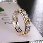 滿鑽女生鑽戒💍10分排鑽戒指 莫桑鑽石 排鑽群鑲 閉口款 S925純銀 時尚18K黃金X字鑽戒💍