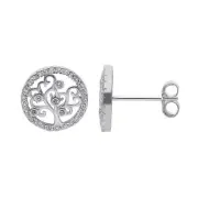 New Sterling Silver Cubic Zirconia Tree Of Life Stud Earrings Silver For Her