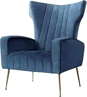 Artiss Armchair Velvet Navy Arm Recliner Lounge Dining Chairs Sofa Nursing Occasional Seat Reading Seating Armchairs Home Living Room Bedroom Furniture, with Extra Wide Back Design