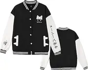 [NICNZQI] Varsity Jacket Women's Cute Cat Print Baseball Jacket Bomber Coat Button Down Casual Jackets Outwear
