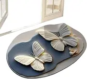 Butterfly Bath Mat, Quick-Drying Carpet, 3D Realistic Pattern Flower Butterfly Area Rug for Bedroom Non-Slip Carpet for Entryway Nursery Kids Room