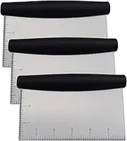 Stainless Steel Scraper & Chopper (3 Pack), Multi-Purpose Good-Grip Bench Scrapers, Kitchen Tool Dough Scraper Food Scraper Chopper, Dough Cutter Bench Knife for Baking and Cooking
