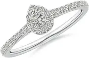 [Angara] Natural Diamond Clustre Pear-Shaped Engagement Ring in Sterling Silver/14ct Solid Gold for Women | April Birthstone Jewellery for Her