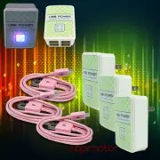 3X 4 USB PORTS WALL ADAPTER+3FT CABLE POWER CHARGER DATA PINK GALAXY NOTE NEXUS