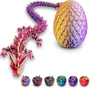 3D Printed Dragon Eggs with Dragon Inside, Articulated Crystal Dragon in Egg, Dragon Fidget Desk Toys for Gifts & Home Decor, 12 Inches (Spanish Shawl)