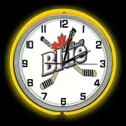 19" Labatt Blue Beer Sign Double Neon Clock Yellow Neon Color Beer Man Cave Bar