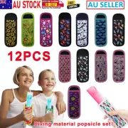 12PCS Icy Pole Holder Cooler Sleeve Stubby Ice Pop Block Cover Popsicle Kits