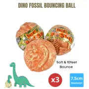 3x Dinosaur Fossil Bouncing Ball Party Kids Fun Toy Gift Bag Throw Catch Dino