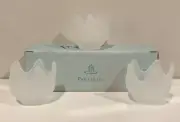 NEW Set of 3 Partylite Frosted Lotus Blossom Tulip Tea Light Votive CandleHolder