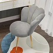 Vanity Stool Chair for Makeup Room, Velvet Dressing Table Stool, Accent Chair for Bedroom with Metal Legs, Makeup Vanity Chair Bench Leisure Armchair for Living Room(Color:Dark Grey)