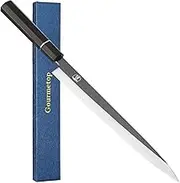 Gourmetop Japanese Sushi Knife, 10.5 Inch Yanagiba Sashimi Knife, VG10 Steel, Single Bevel Slicer with Ebony Handle