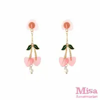 在飛比找momo購物網優惠-【MISA】韓國設計S925銀針粉色愛心壓克力櫻桃流蘇可愛造
