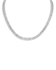 Kenneth Jay Lane Emerald Cut Cubic Zirconia Tennis Necklace in Rhodium Plated, 16