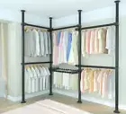Heavy Duty Metal Clothes Rail Rack Garment Stand Corner Open Wardrobe
