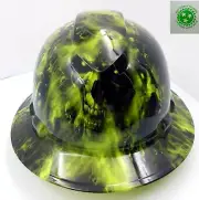 FULL BRIM Hard Hat custom hydro dipped , NEW LIME GREEN HADES